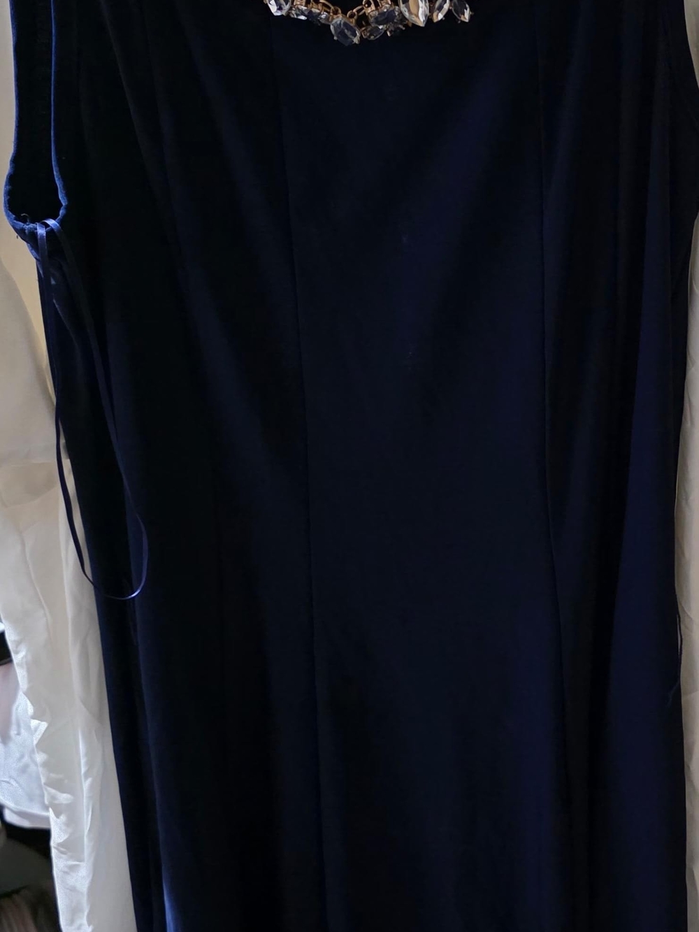 Elegant Navy Midi Dress with Necklace Detail